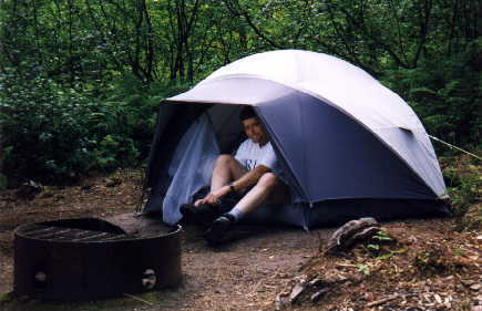Vernon in a tent at Denali View Camp