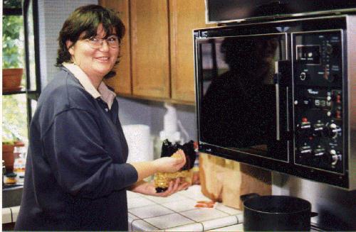 Joanne boiling some pasta