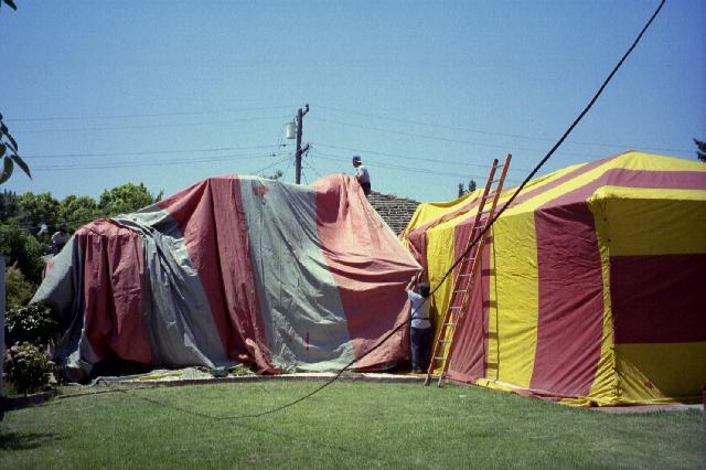 Tenting the house for termite fumigation