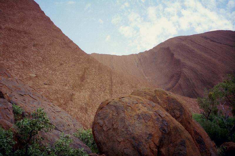 Looking up at a curved bit