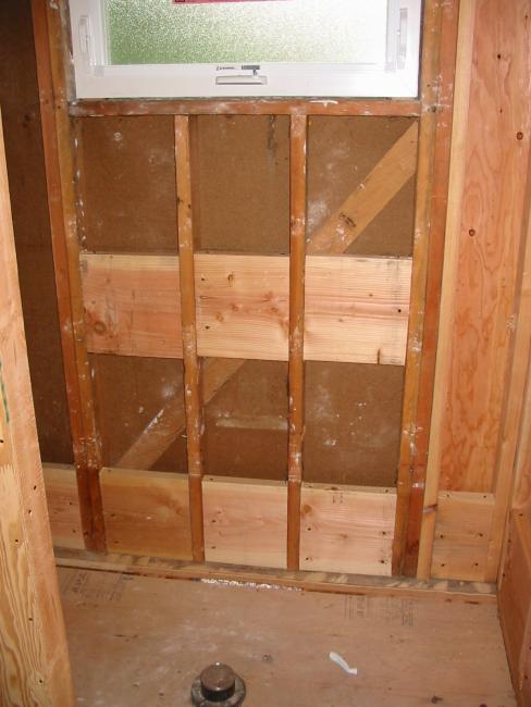 wooden shower subfloor