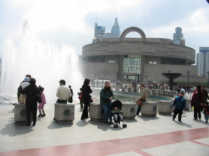 Alison and Cielo in front of the Shanghai Museum