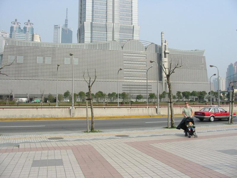 Base of Jin Mao tower, Alison, and Cielo