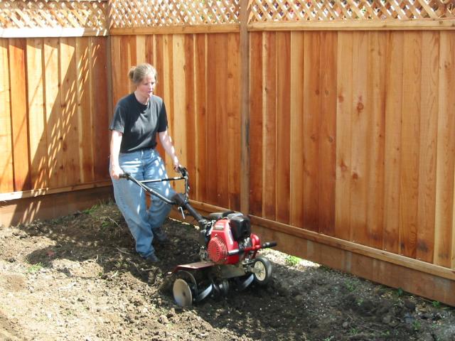 Alison and a Rototiller