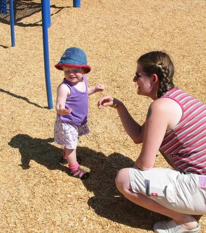 Cielo and Alison in a playground