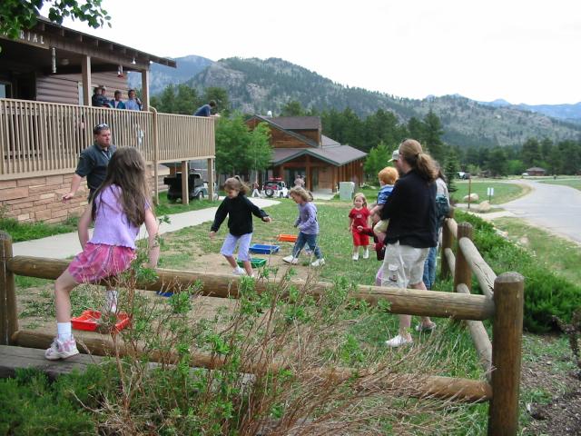 huge gaggle of kids get ready to blow bubbles