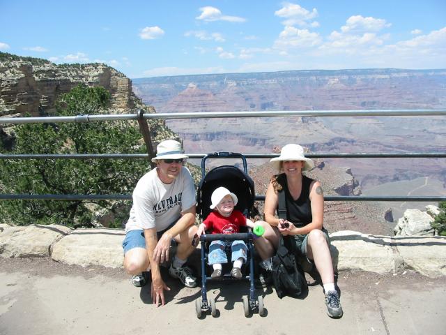 Vernon, Cielo, and Alison in front of a big hole