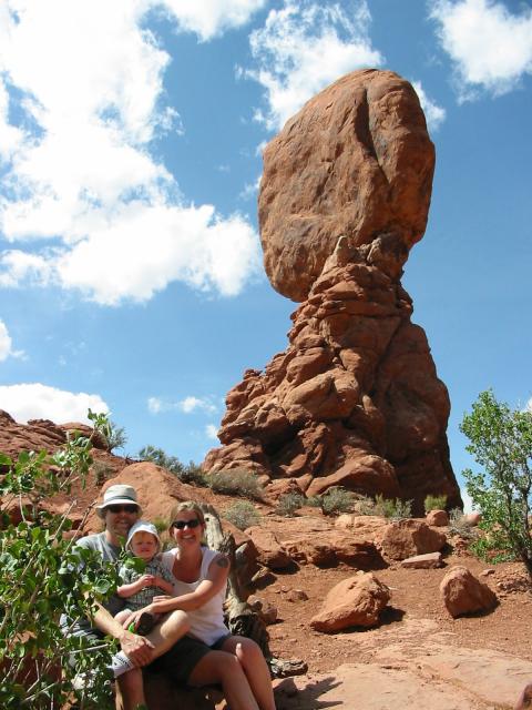 Vernon, Cielo and Alison in front of Balanced Rock