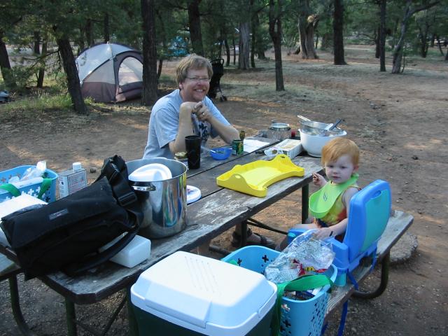 Vernon and Cielo at a picnic table